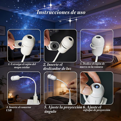 Lampara de luz nocturna cielo estrellado
